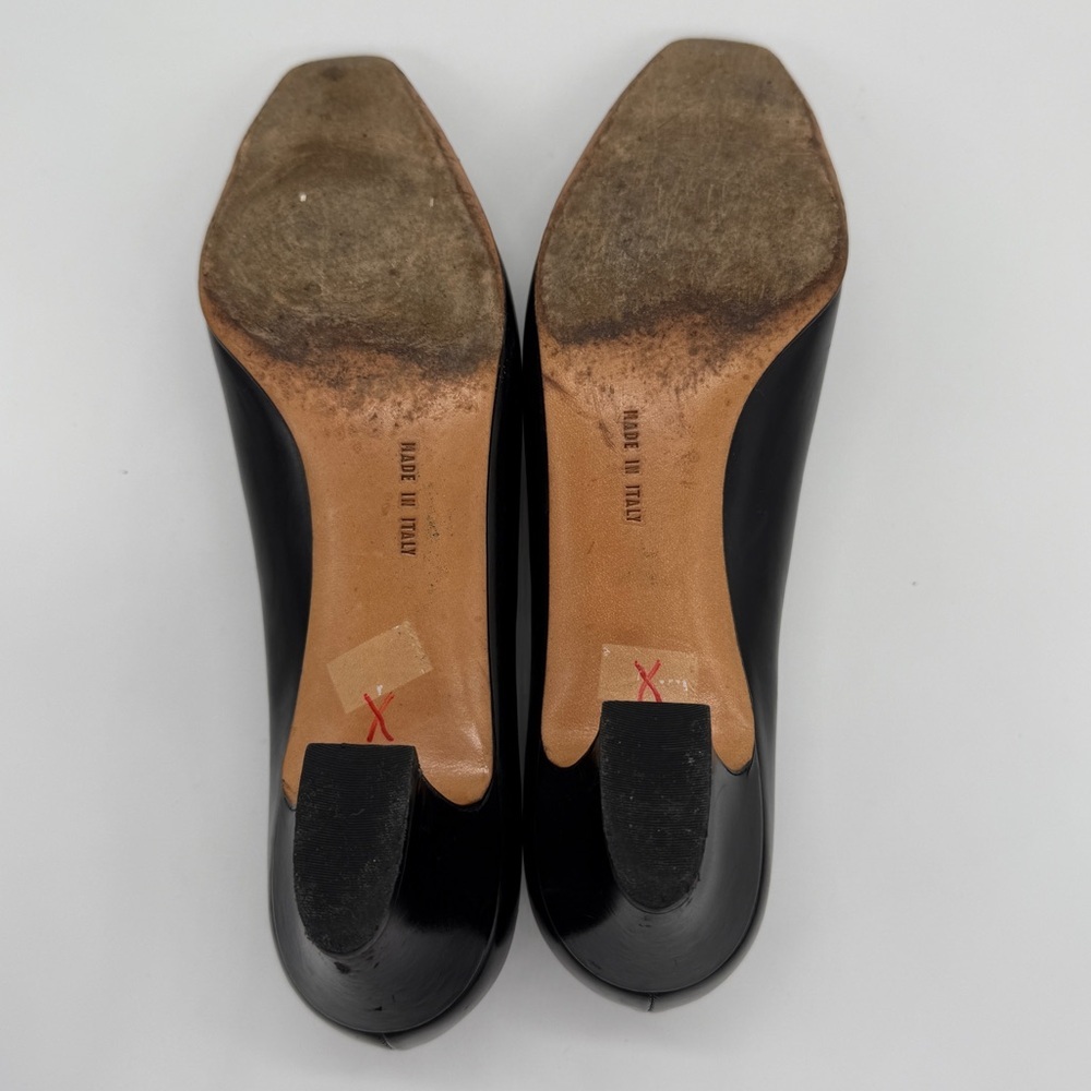 Salvatore Ferragamo Black Leather Low Heel Square Toe Pumps Designer Shoes Sz 6 - Picture 13 of 15